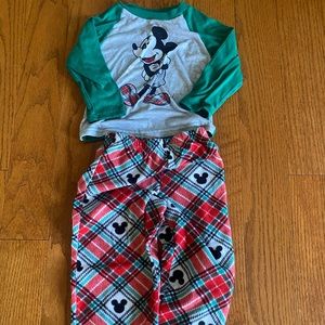 Christmas Mickey Pajama Set with Fleece Bottoms